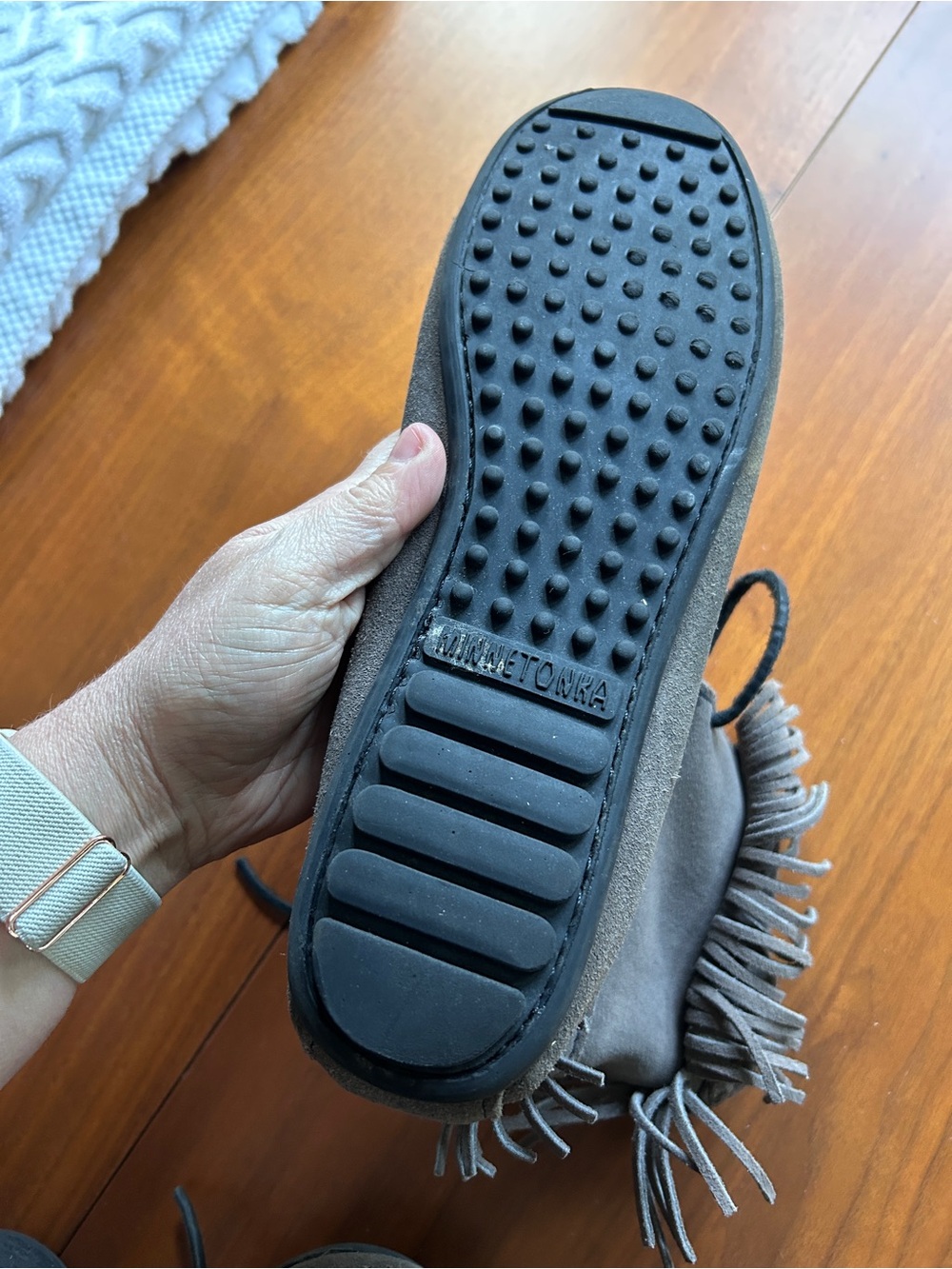 Minnetonka Fringe Suede Moccasin-Style Bootie Sz 11 - Picture 4 of 10
